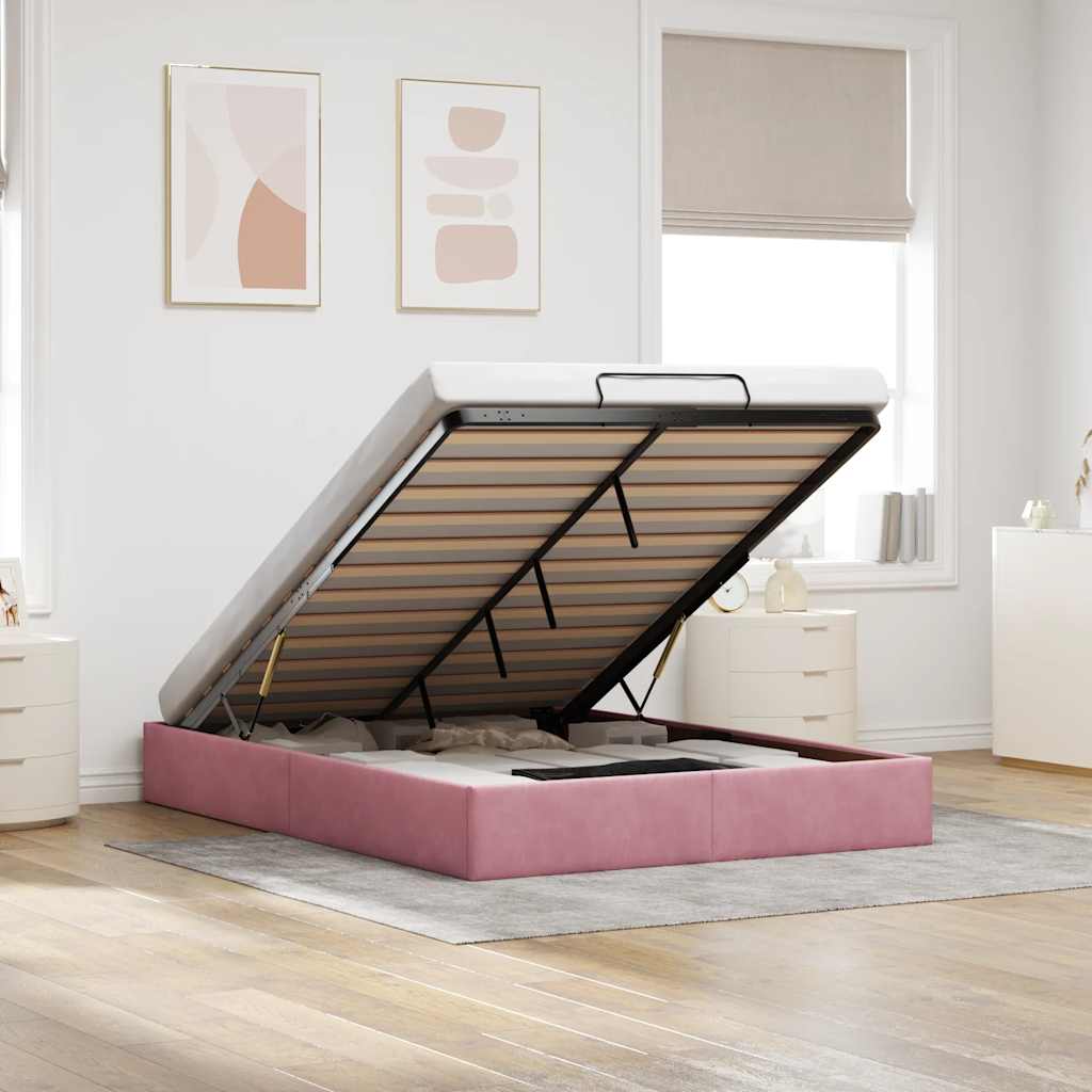 E-shop Multidom Osmanský rám postele bez matraca Ružová 140x200 cm Zamat