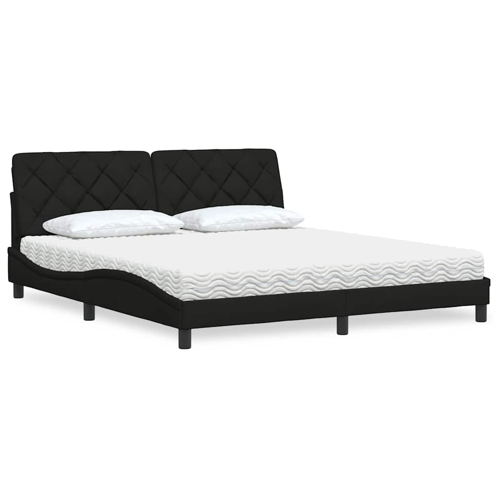 E-shop Multidom Posteľ s matracom čierna 180x200 cm látka