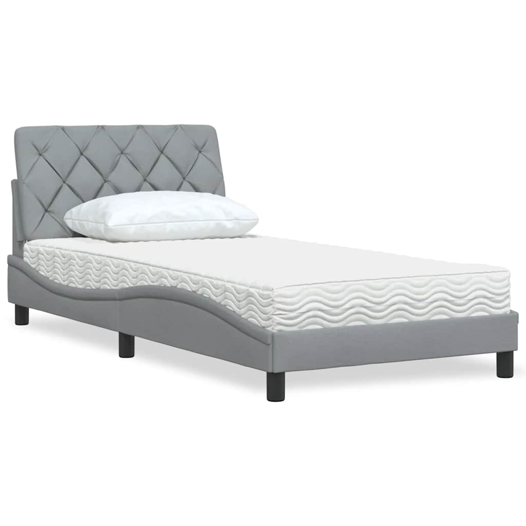 E-shop Multidom Posteľ s matracom bledosivá 100x200 cm látka