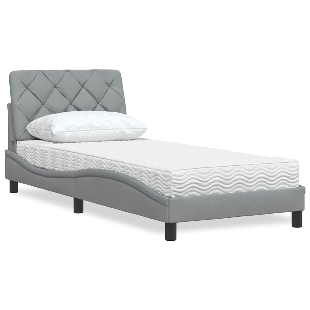 E-shop Multidom Posteľ s matracom bledosivá 90x200 cm látka