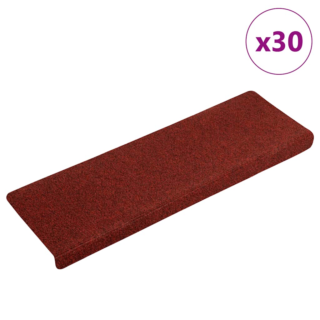 E-shop Multidom Schodové rohože, samolepiace, 30 ks, 65x21x4 cm, bordovo červené, s obdĺžnikovým okrajom