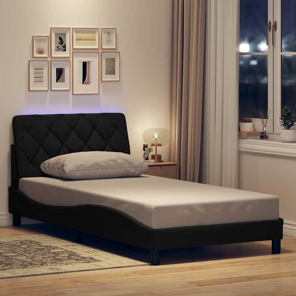 E-shop Multidom Rám postele s LED bez matraca čierny 100x200 cm látka