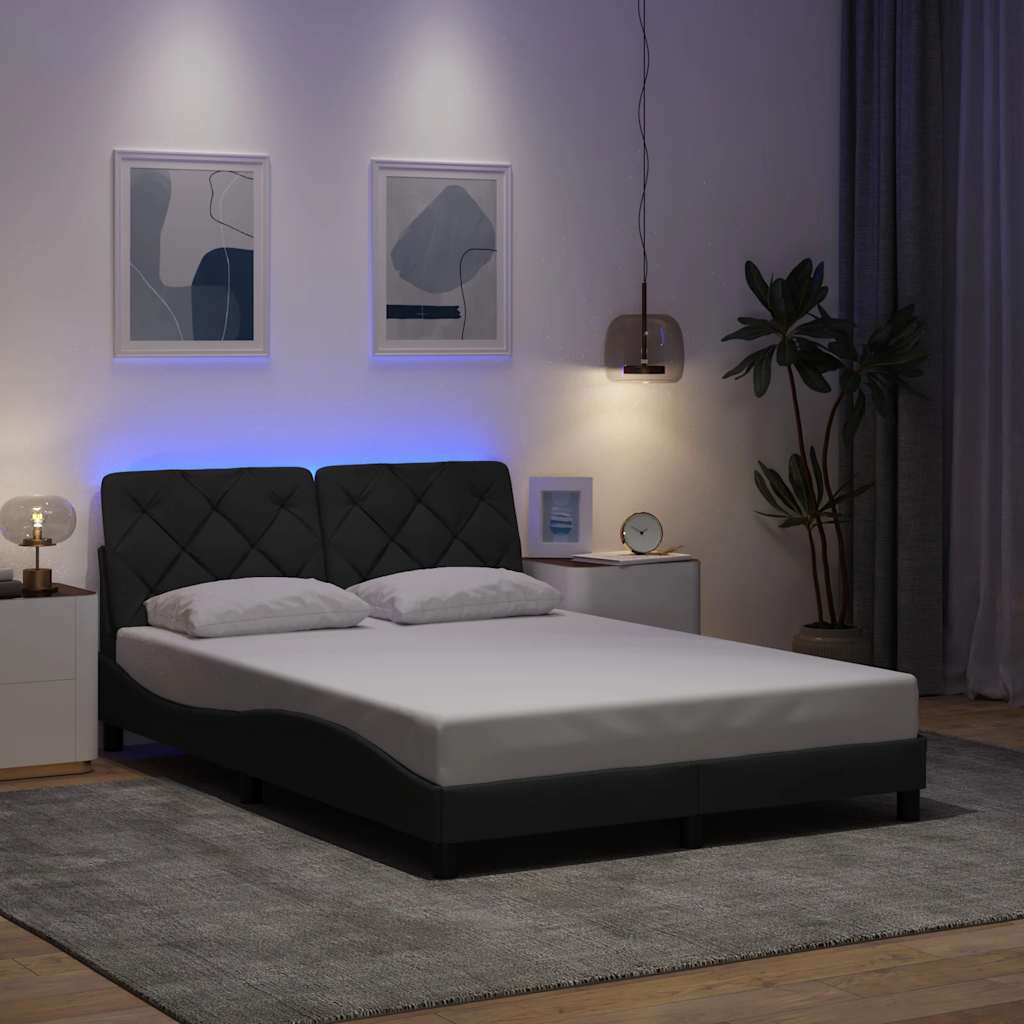 E-shop Multidom Rám postele s LED bez matraca tmavosivá 120x200 cm látka
