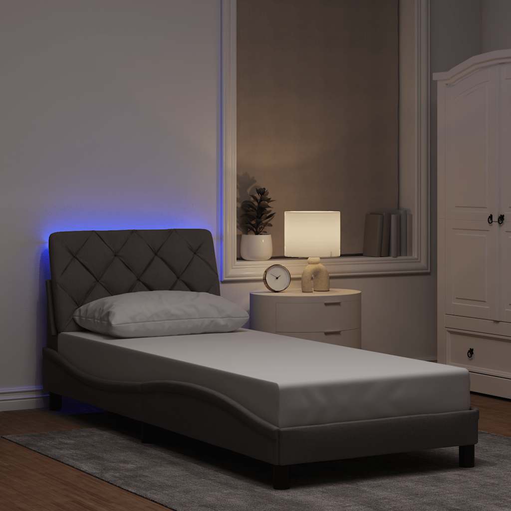 E-shop Multidom Rám postele s LED bez matraca Taupe 90x200 cm Látka