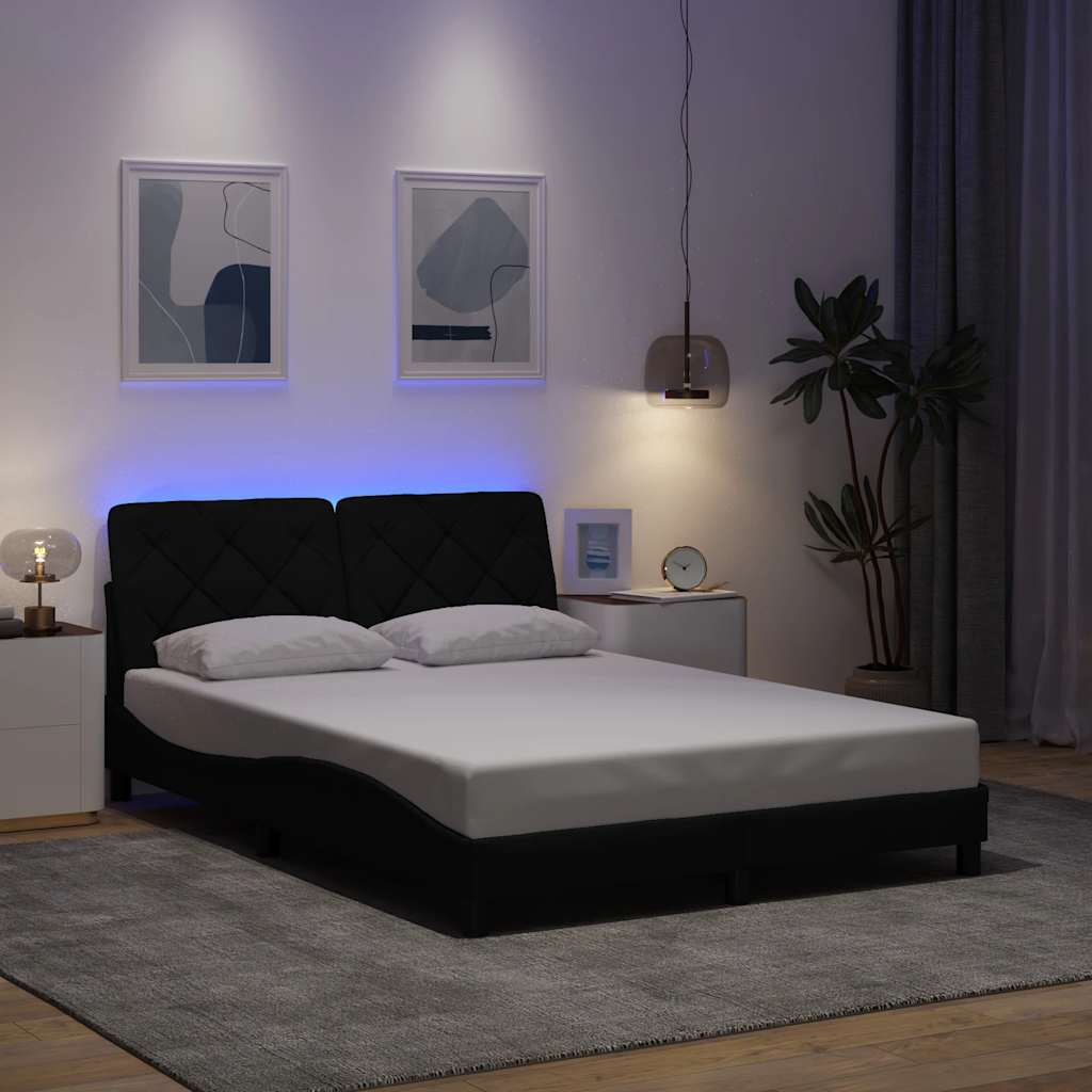 E-shop Multidom Rám postele s LED bez matraca čierna 140x190 cm látka