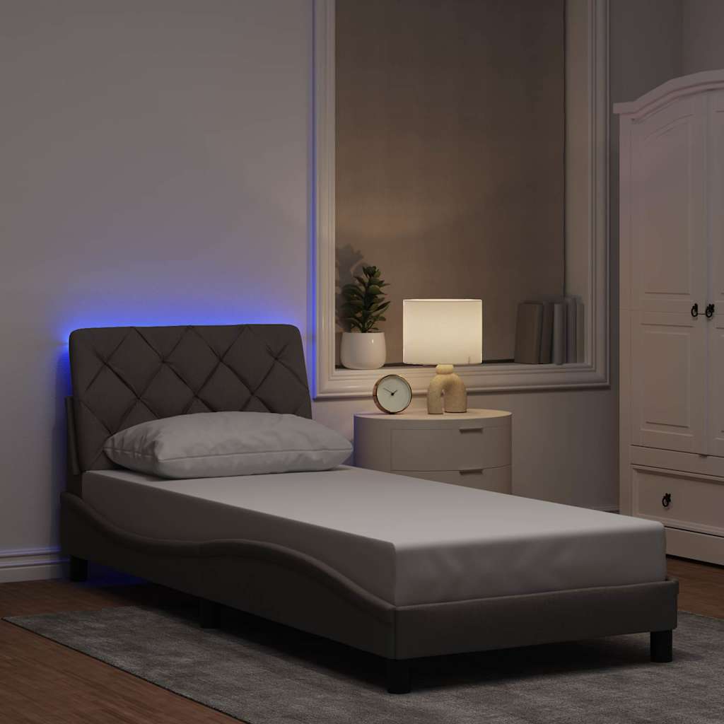 E-shop Multidom Rám postele s LED bez matraca Taupe 90x190 cm Látka