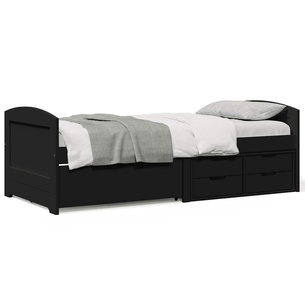 E-shop Multidom Denná posteľ s 5 zásuvkami bez matraca "IRUN" Čierna 90x200 cm