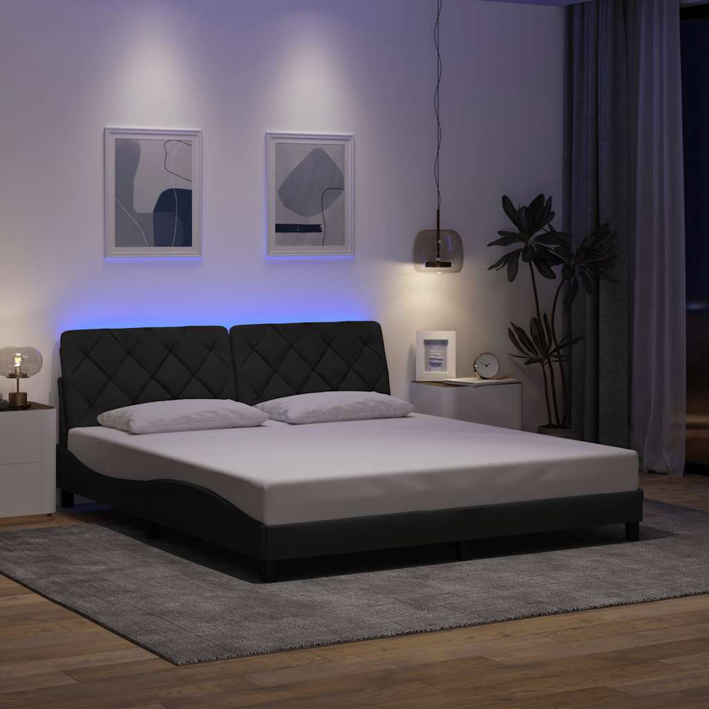 E-shop Multidom Rám postele s LED bez matraca tmavosivá 180x200 cm látka