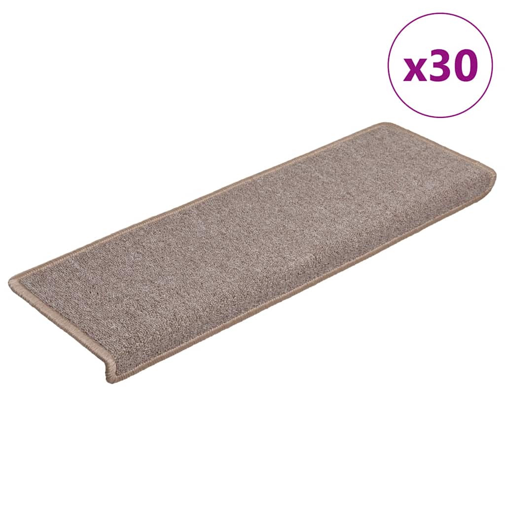 E-shop Multidom Schodové rohože 30 ks 65x21x4 cm svetlohnedé s obdĺžnikovým okrajom