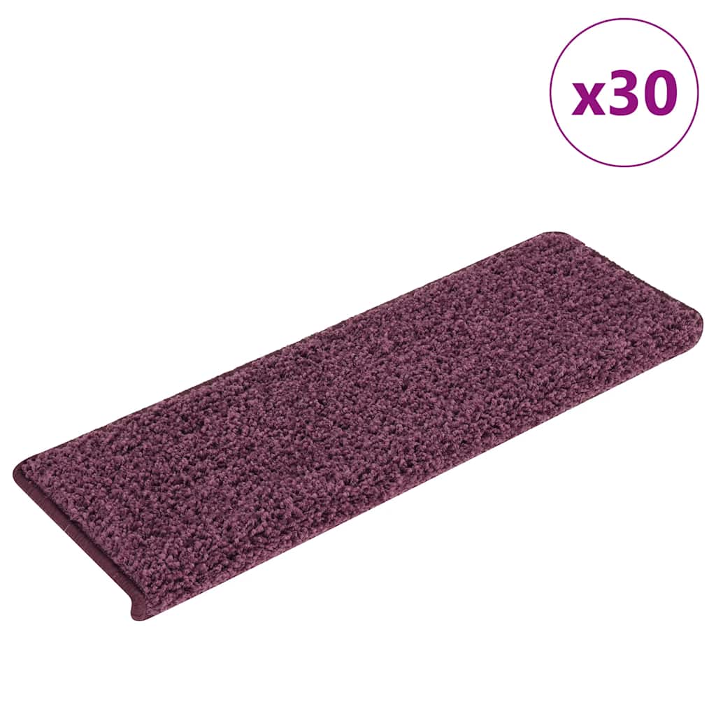 E-shop Multidom Schodové rohože 30 ks 65x21x4 cm tmavo fialové s obdĺžnikovým okrajom