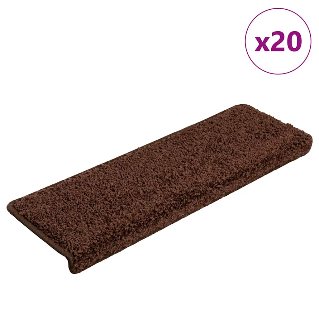 E-shop Multidom Schodové rohože 20 ks 65x21x4 cm hnedé s obdĺžnikovým okrajom