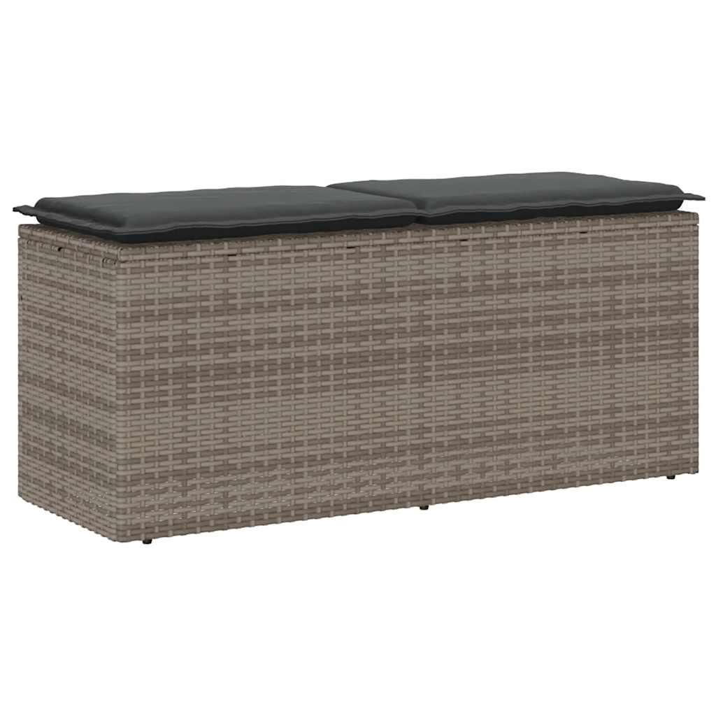 E-shop Multidom záhradná lavica s vankúšom sivá 110x40x44 cm polyratan