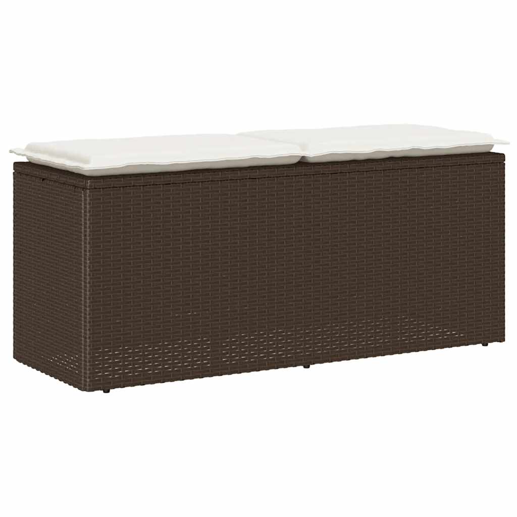 E-shop Multidom Záhradná lavica s vankúšom hnedá 110x40x44 cm Poly ratan