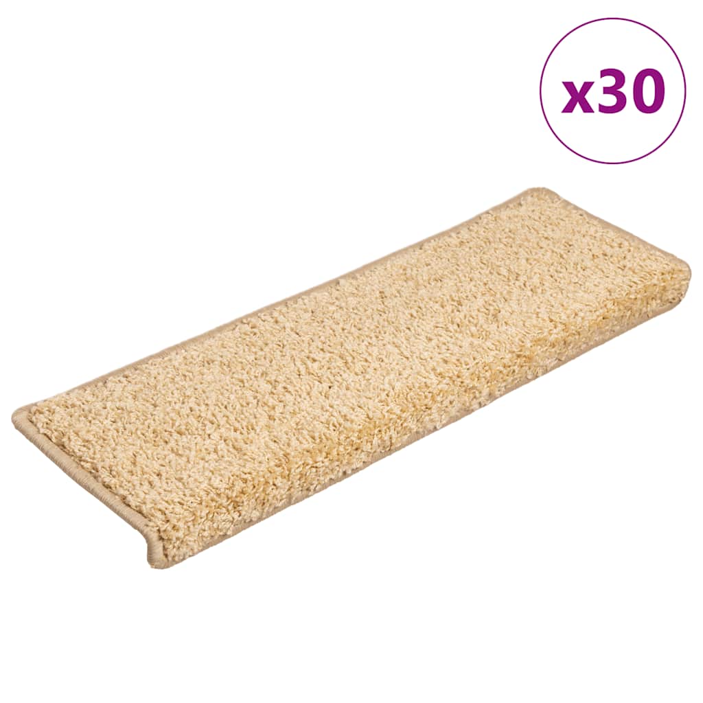 E-shop Multidom Schodové rohože 30 ks 65x21x4 cm krémové s obdĺžnikovým okrajom