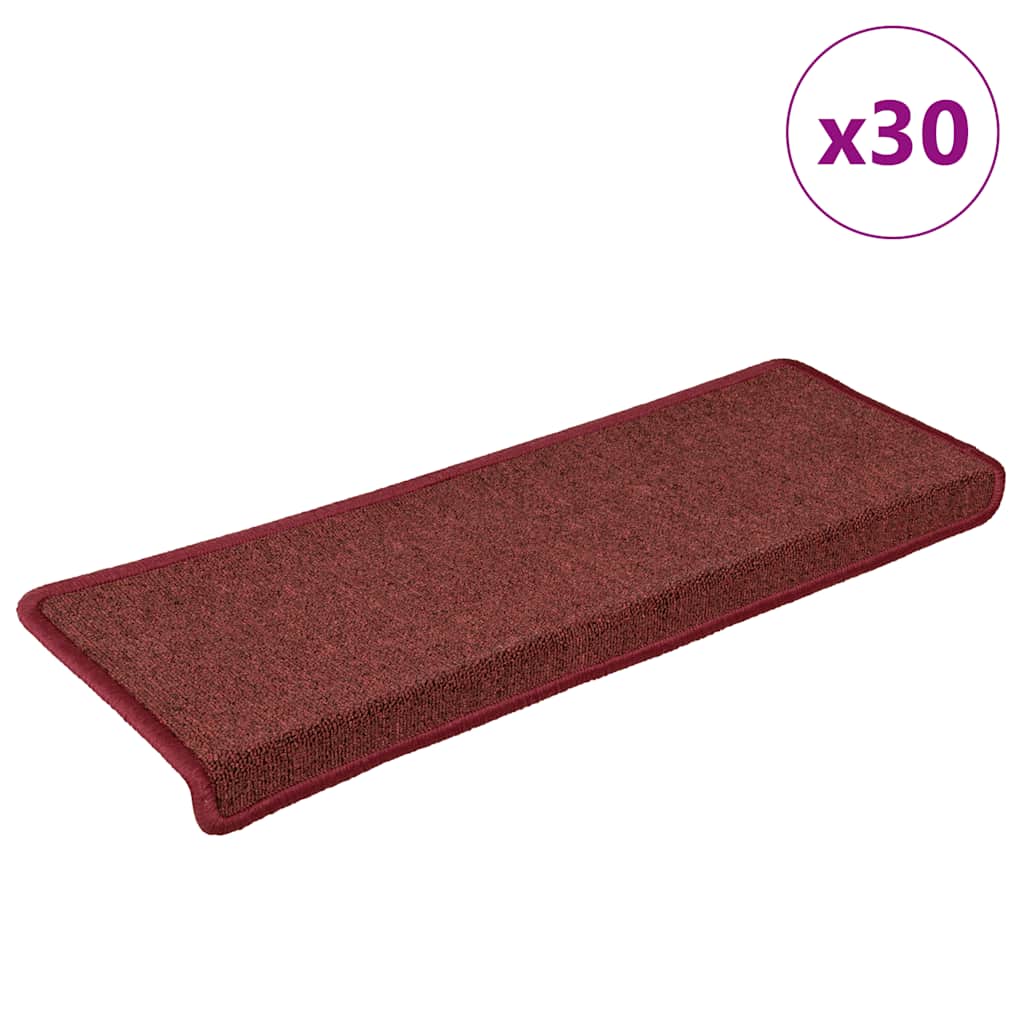 E-shop Multidom Schodové rohože 30 ks 65x21x4 cm bordové s obdĺžnikovým okrajom