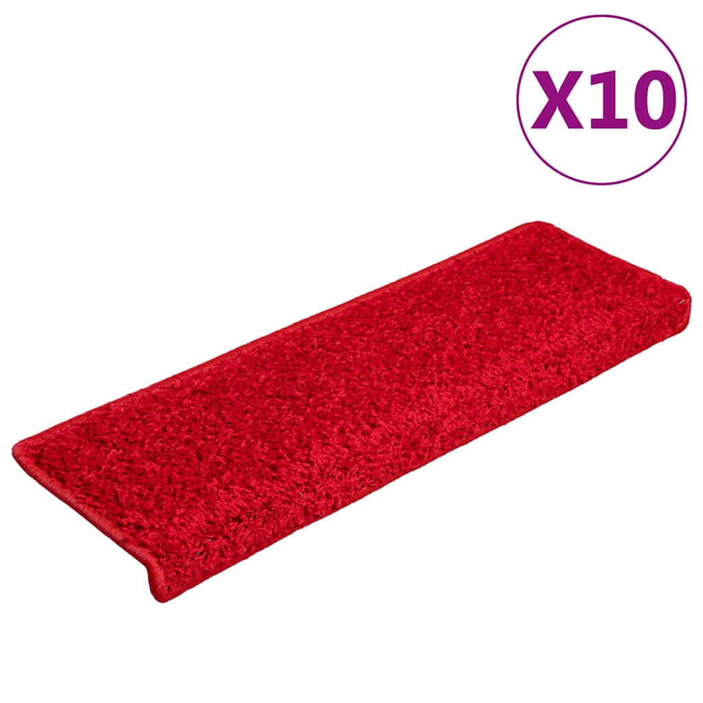 E-shop Multidom Schodové rohože 20 ks 65x21x4 cm červené s obdĺžnikovým okrajom