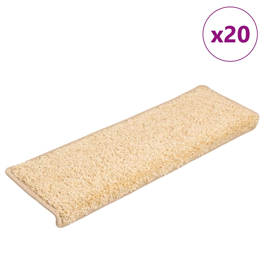 E-shop Multidom Schodové rohože 20 ks 65x21x4 cm krémové s obdĺžnikovým okrajom