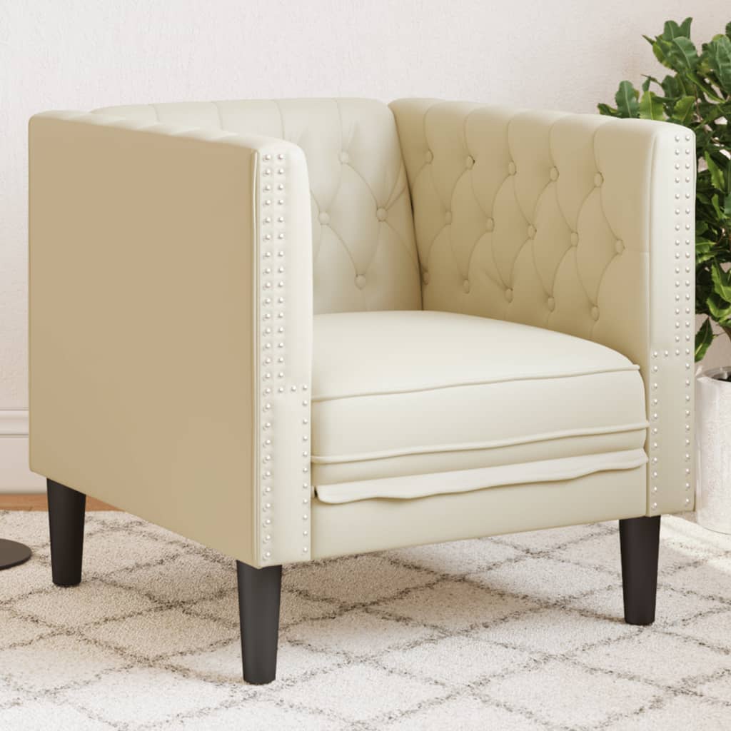 E-shop Multidom Kreslo chesterfield krémové umelá koža