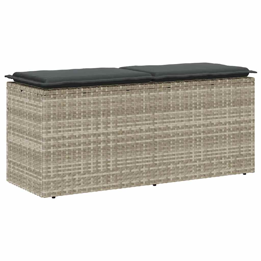 E-shop Multidom záhradná lavica s vankúšom svetlosivá 110x40x44 cm polyratan