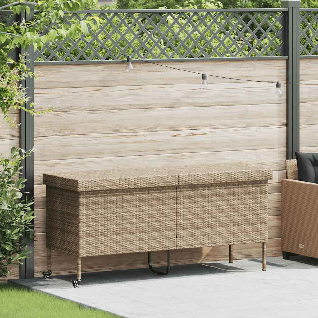 E-shop Multidom záhradný úložný box s kolieskami Béžová 160x55x75 cm Poly ratan