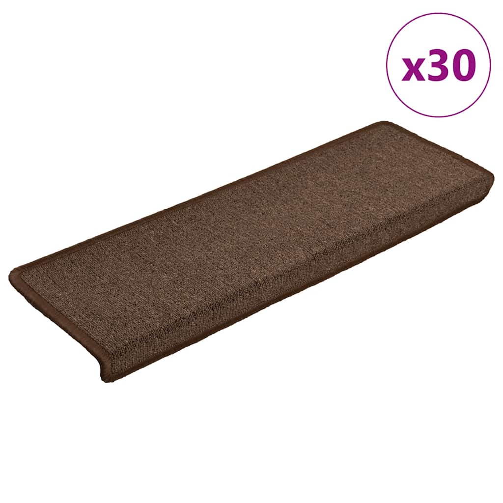 E-shop Multidom Schodové rohože 30 ks 65x21x4 cm kávovohnedé s obdĺžnikovým okrajom