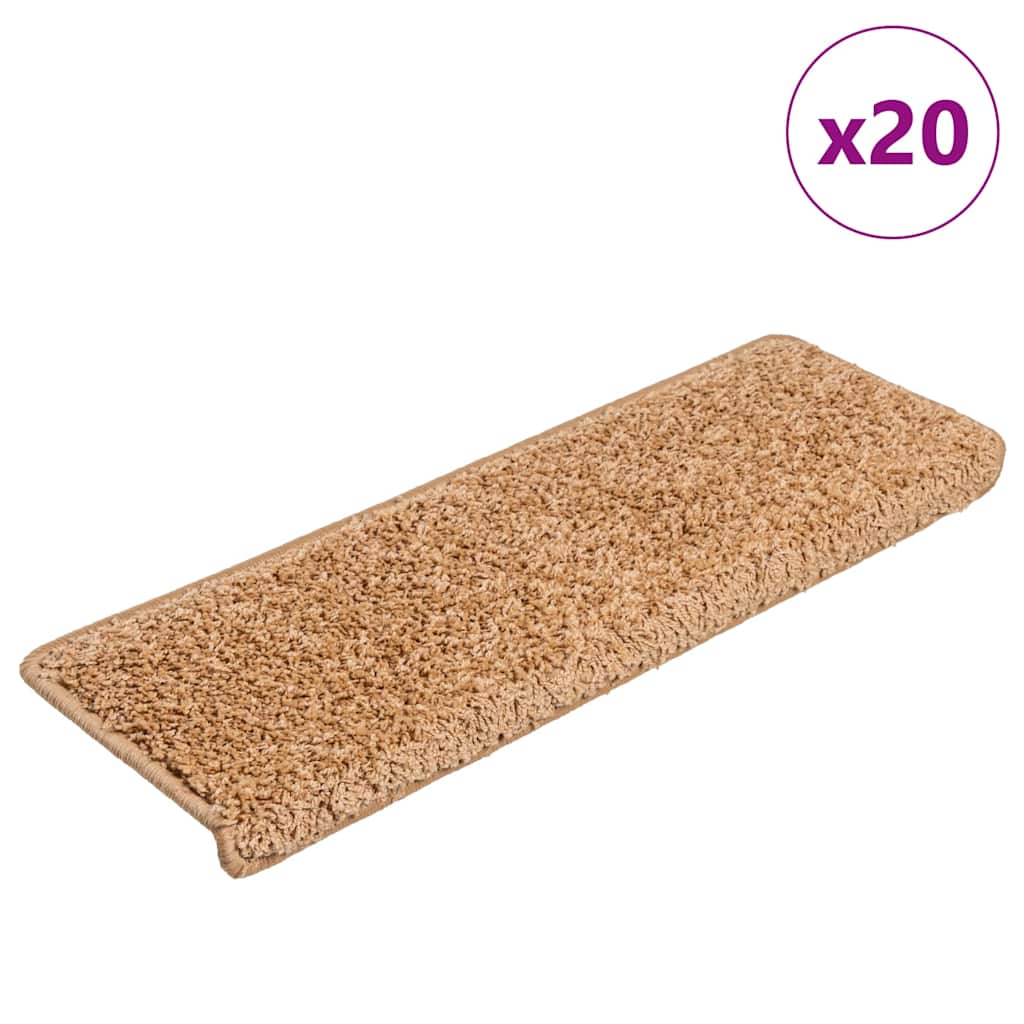 E-shop Multidom Schodové rohože 20 ks 65x21x4 cm béžové s obdĺžnikovým okrajom