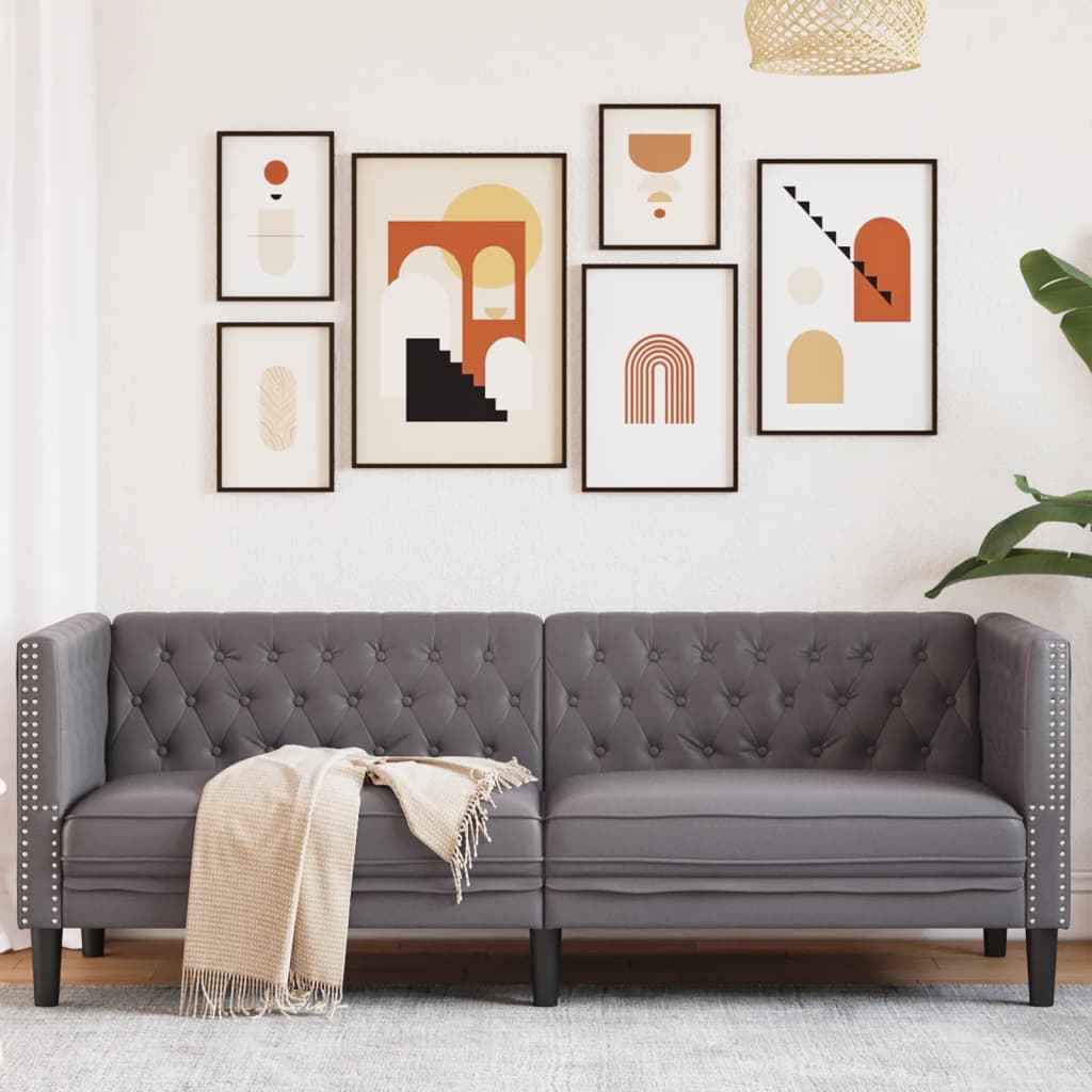 E-shop Multidom Pohovka chesterfield 3-miestna sivá umelá koža
