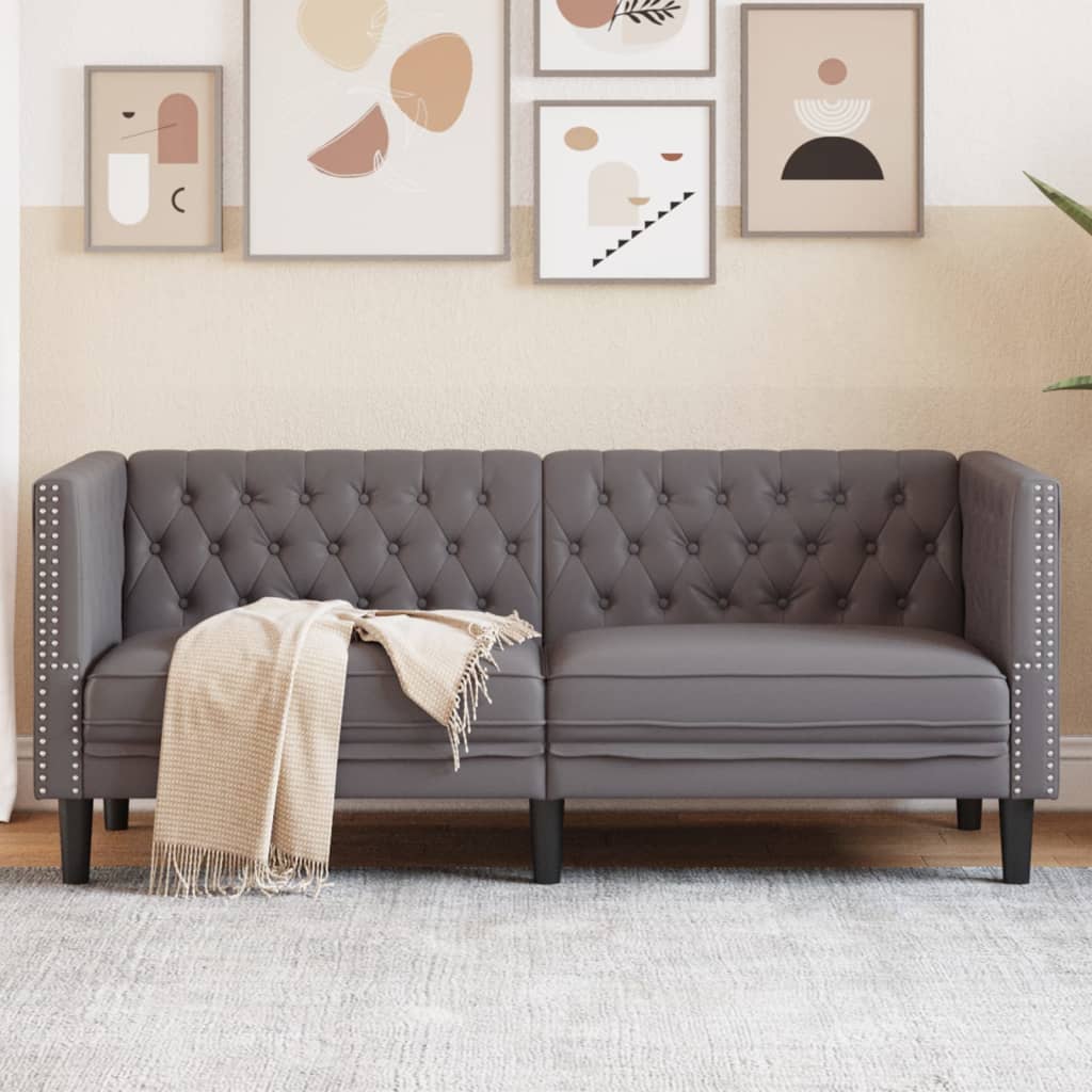 E-shop Multidom Pohovka chesterfield 2-miestna sivá umelá koža