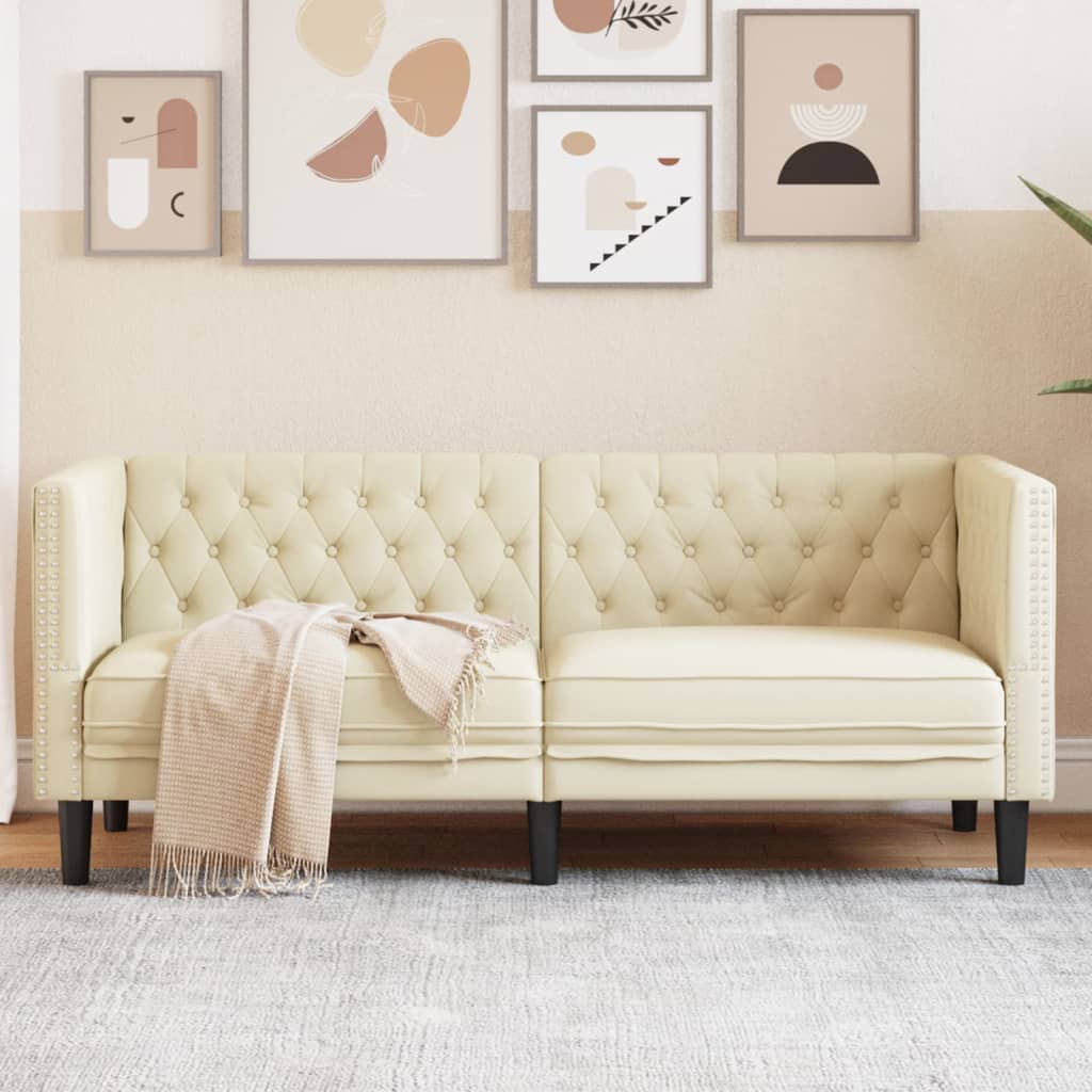 E-shop Multidom Pohovka chesterfield 2-miestna krémová umelá koža