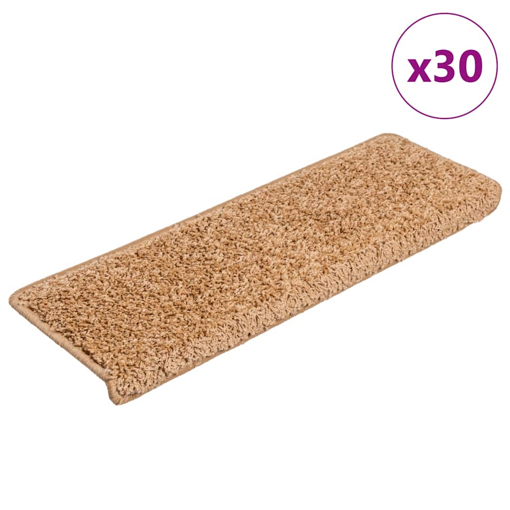 E-shop Multidom Schodové rohože 30 ks 65x21x4 cm béžové s obdĺžnikovým okrajom