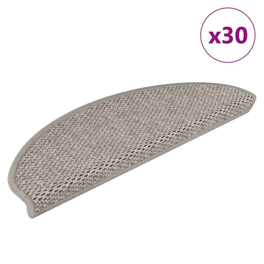 E-shop Multidom Samolepiace nášľapy na schody Sisal 30 ks 65x21x4 cm strieborné