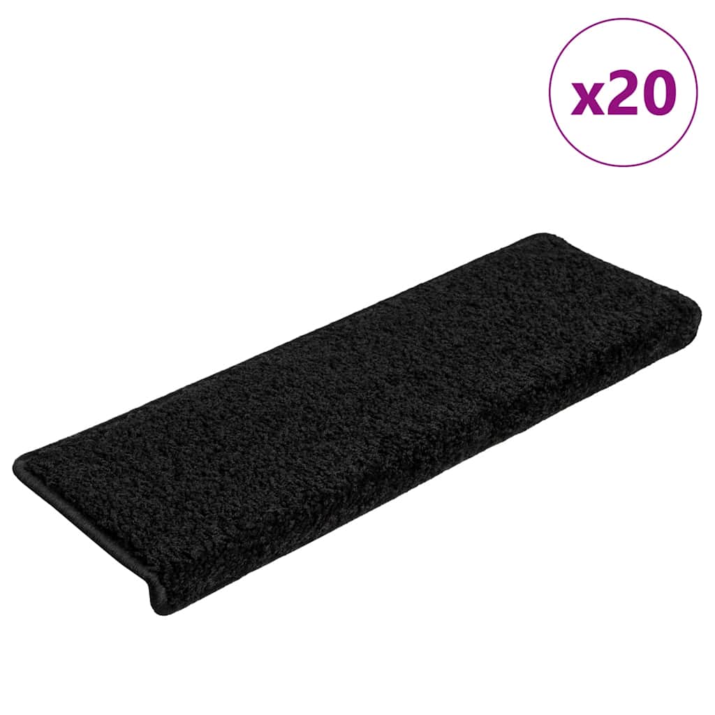 E-shop Multidom Schodové rohože 20 ks 65x21x4 cm čierne s obdĺžnikovým okrajom