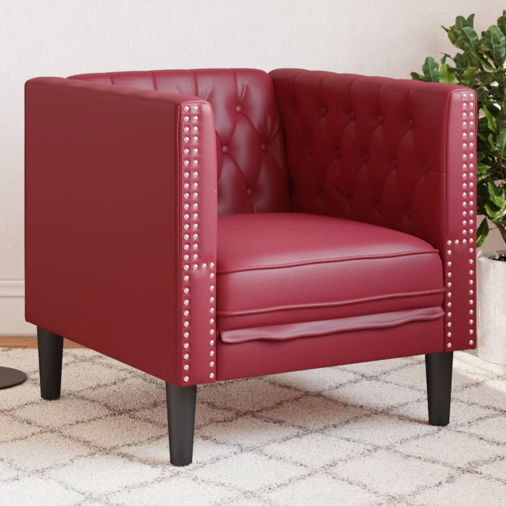 E-shop Multidom Kreslo chesterfield vínovo-červené umelá koža