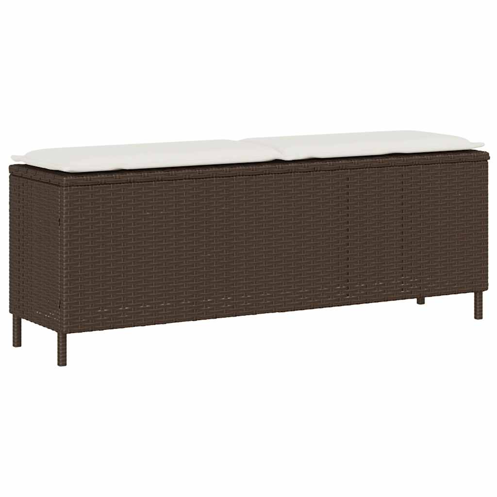 E-shop Multidom záhradná lavica s vankúšom hnedá 110x30x40,5 cm polyratan