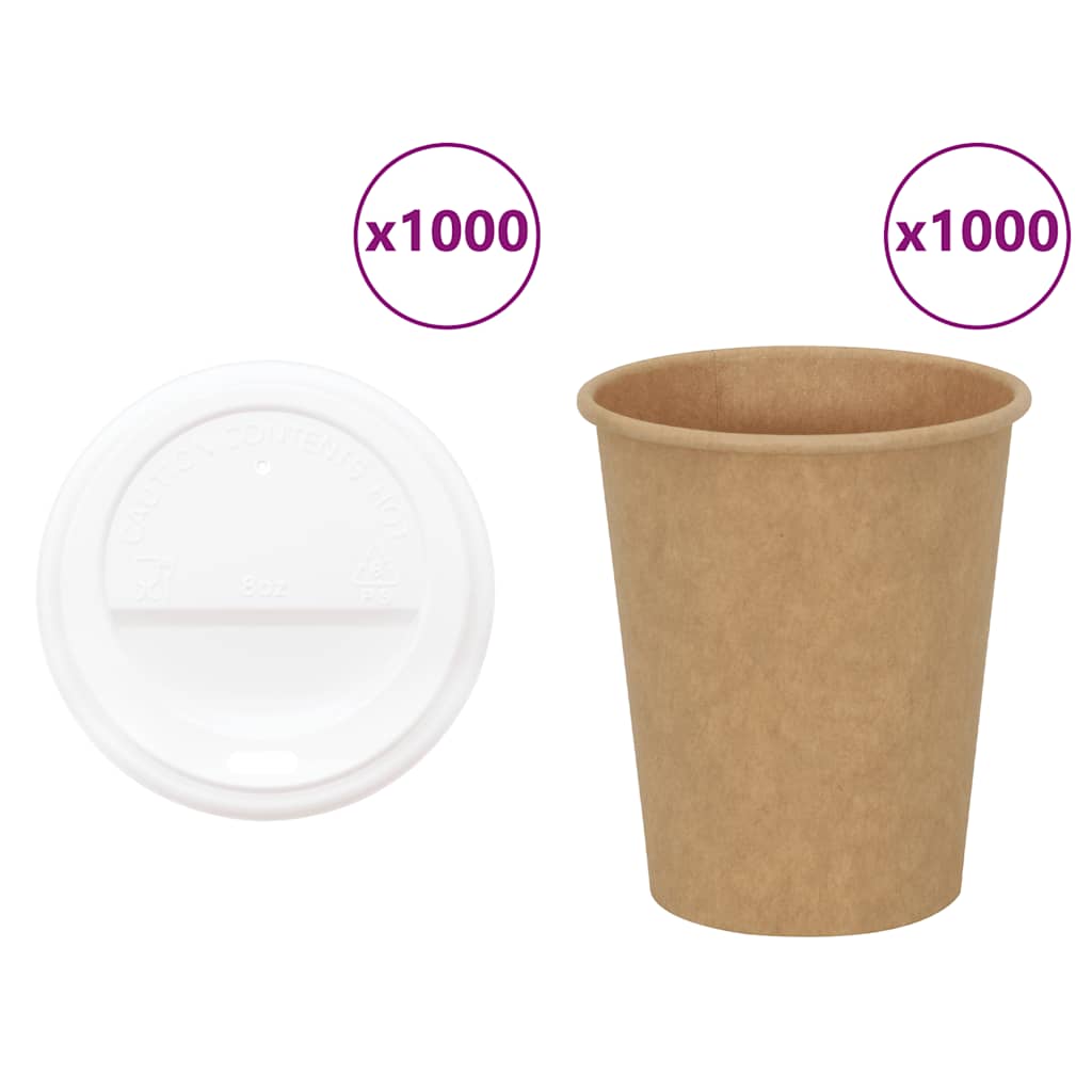 Multidom papierové šálky na kávu s viečkom 1000 ks 8oz 200ml