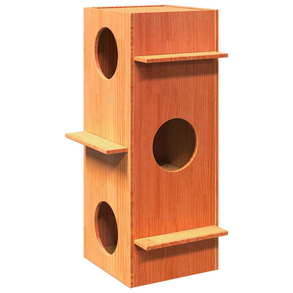 E-shop Multidom Vosk do domu pre mačky hnedý 43x43x90 cm masívna borovica