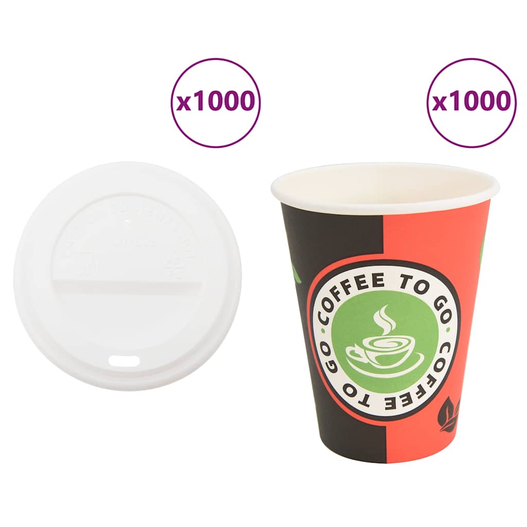 Multidom papierové šálky na kávu s viečkom 1000 ks 4oz 100ml