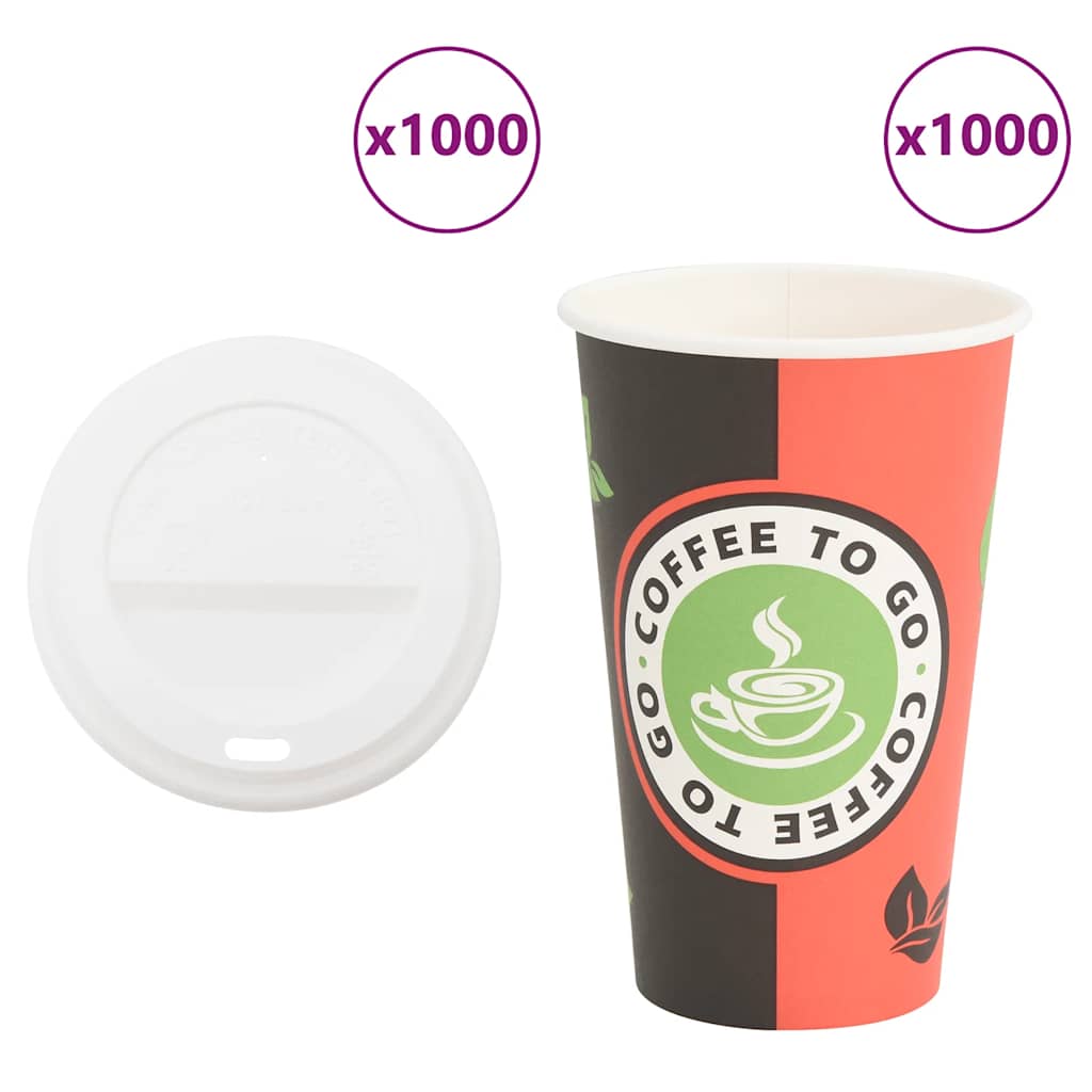 Multidom papierové šálky na kávu s viečkom 1000 ks 16oz 400ml