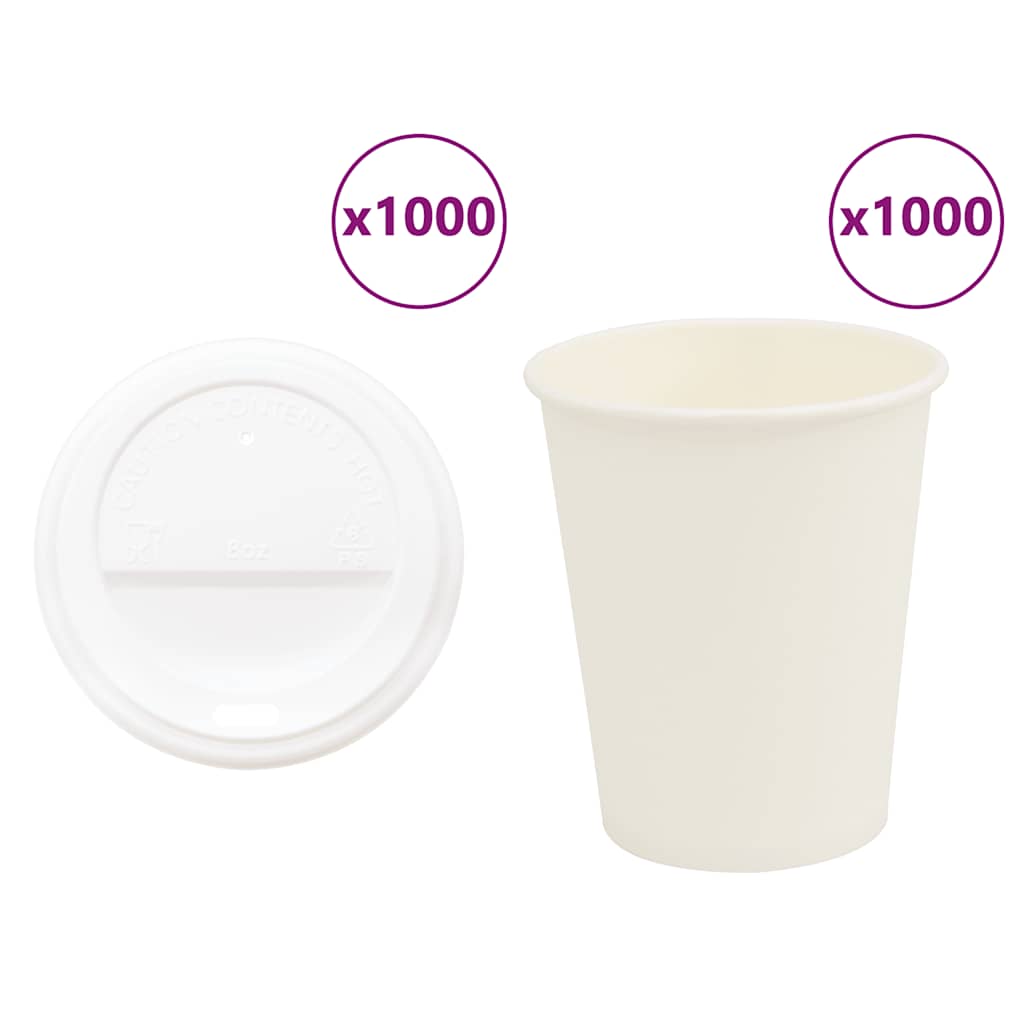 Multidom papierové šálky na kávu s viečkom 1000 ks 8oz 200ml