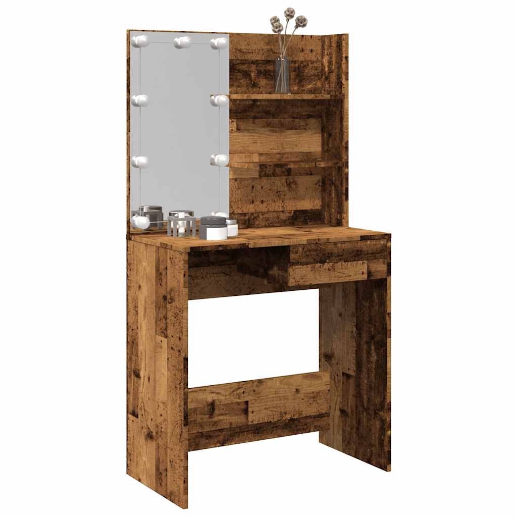 Multidom toaletný stolík s LED Old Wood 74,5x40x141 cm