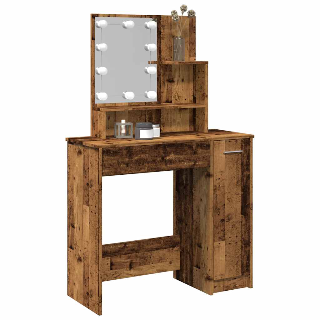 Multidom toaletný stolík s LED Old Wood 86,5x35x136 cm
