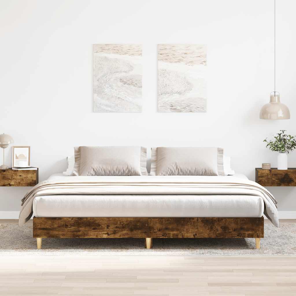E-shop Multidom Posteľný rám bez matraca dymový dub 180x200 cm kompozitné drevo