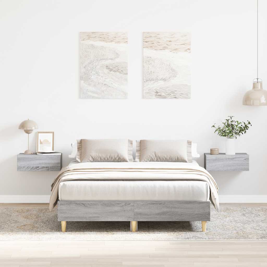 E-shop Multidom Posteľný rám bez matraca sivý dub sonoma 135x190 cm