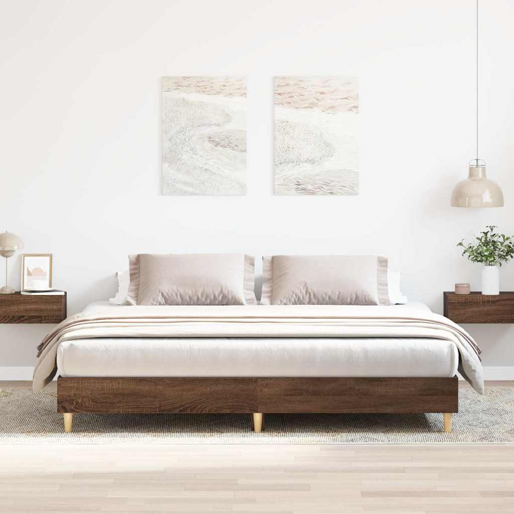 E-shop Multidom Posteľný rám bez matraca hnedý dub 200x200 cm kompozitné drevo