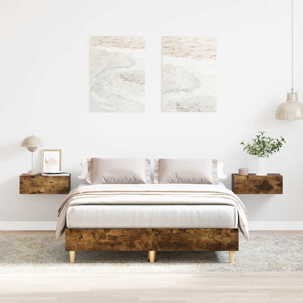 E-shop Multidom Posteľný rám bez matraca dymový dub 135x190 cm kompozitné drevo