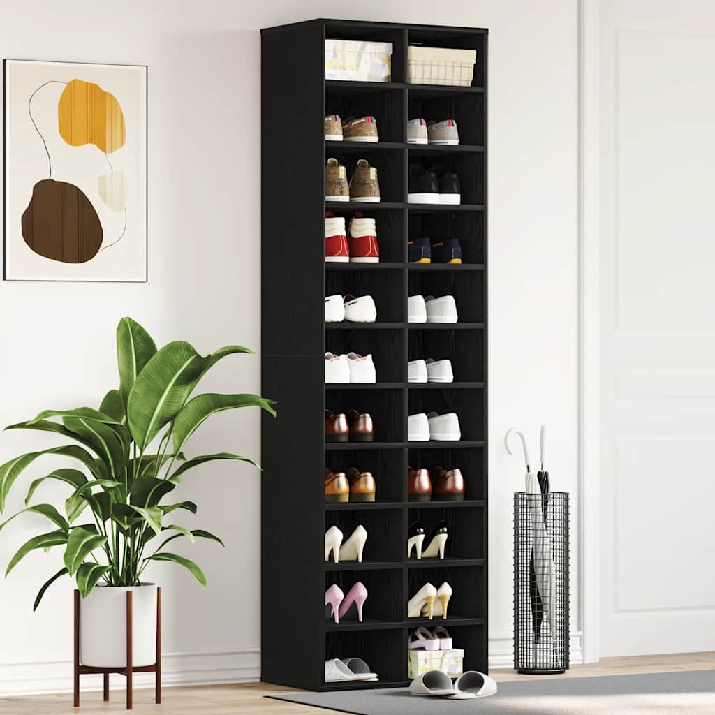 E-shop Multidom Skrinka na topánky Čierny dub 54x34x183 cm Engineered Wood
