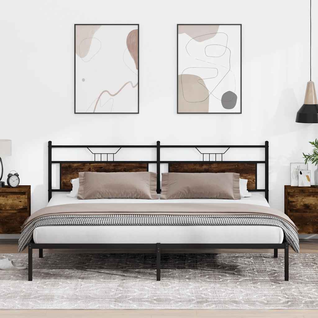 E-shop Multidom Posteľný rám bez matraca dymový dub 193x201 cm kompozitné drevo
