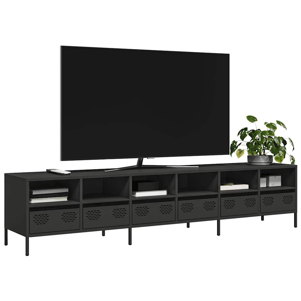 E-shop Multidom TV skrinka čierna 202x39x43,5 cm oceľ valcovaná za studena