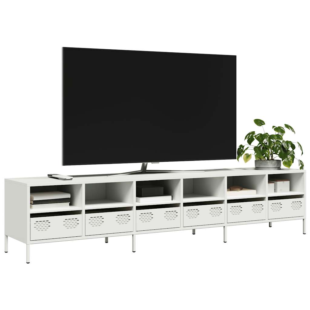 E-shop Multidom TV skrinka biela 202x39x43,5 cm oceľ valcovaná za studena