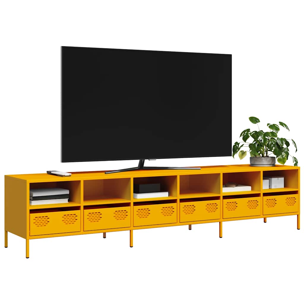 E-shop Multidom TV skrinka horčicovožltá 202x39x43,5 cm oceľ valcovaná studena